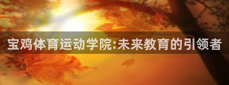 凯发官方正版app官网：宝鸡体育运动学院:未来教育的引领者